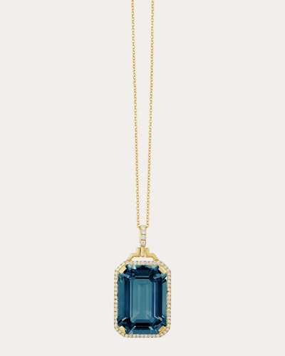 Goshwara Women's Diamond & London Blue Topaz Emerald-cut Pendant Necklace