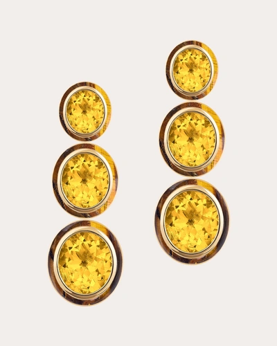 Goshwara Women's Citrine & Tiger's Eye Triple-tier Drop Earrings In Yellow