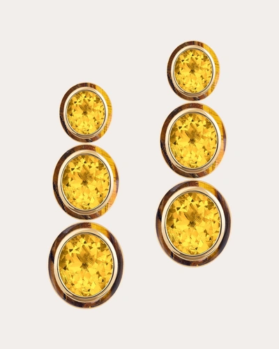 Goshwara Women's Mélange 18k Gold Citrine And Tiger's Eye Earrings In Yellow