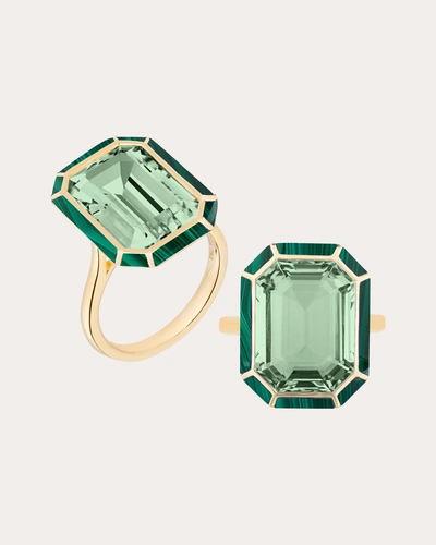 Goshwara Women's Small Prasiolite & Malachite Inlay Emerald-cut Ring In Green