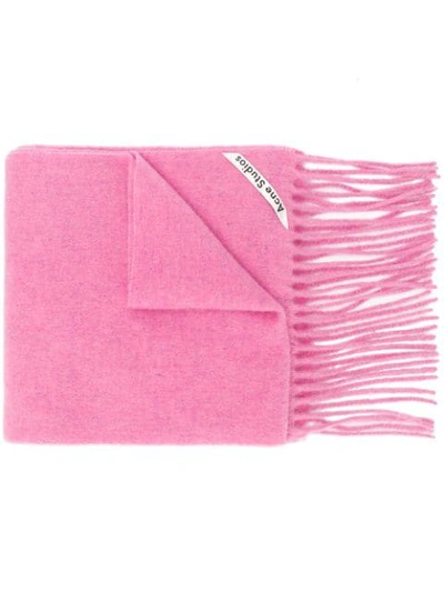 Acne Studios Canada Fringed Wool Scarf In Pink