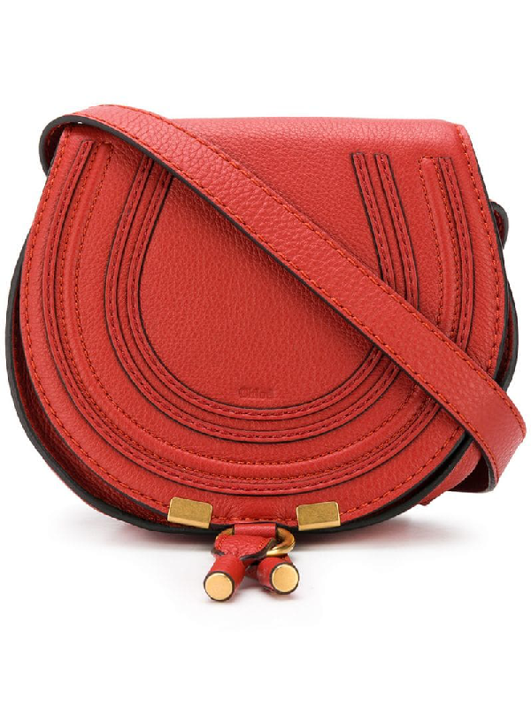 Chloé Marcie Small Leather Shoulder Bag In Red | ModeSens