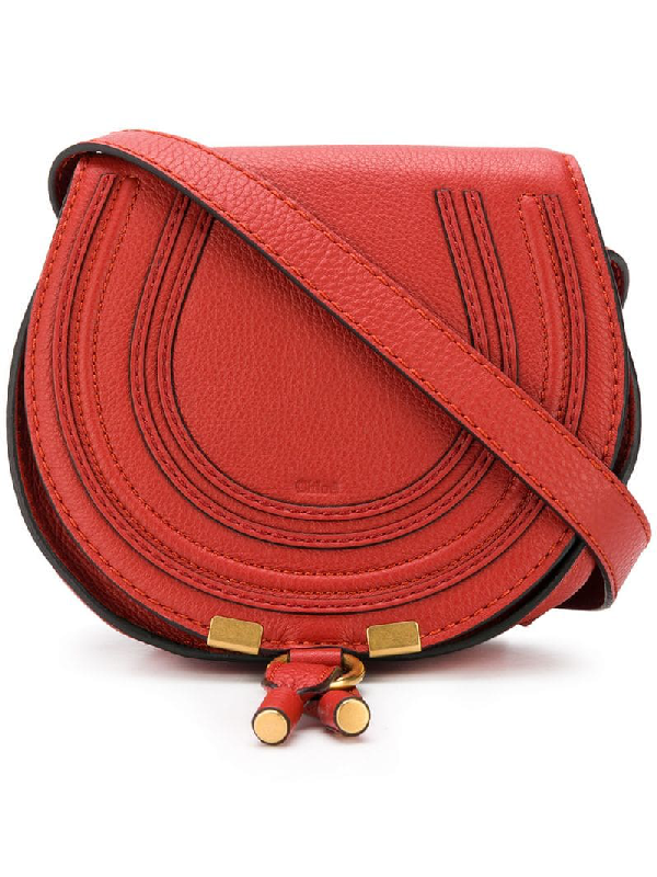 CHLOÉ HLOE MARCIE SLIDE IN CHERRY RED CALFSKIN WITH GOLD HARDWARE main image 0