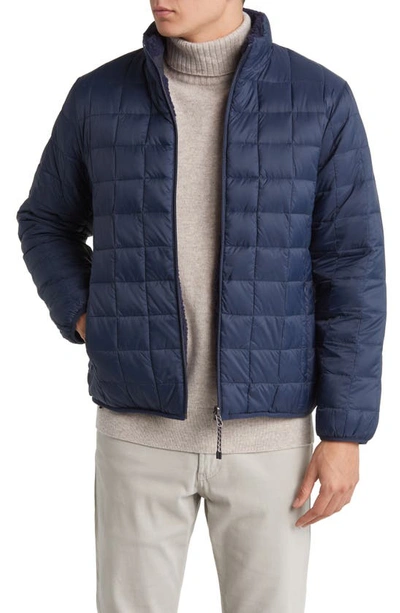Taion Reversible Fleece Down Jacket In D.navy/navy