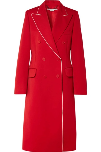 Stella Mccartney Silk-trimmed Wool-twill Coat In Red