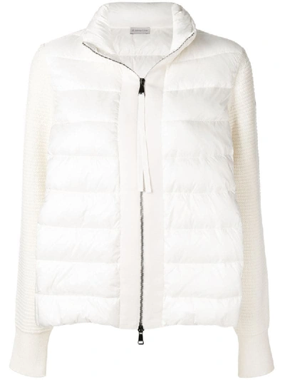 Moncler Mixed Media Puffer Vest Jacket In White