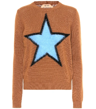 N°21 Star Intarsia Wool Sweater In Cammello