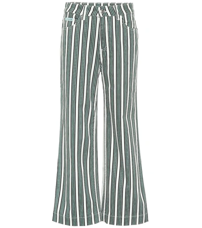 Alexa Chung Striped Cropped Jeans In Green