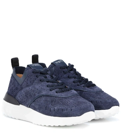 Tod's Suede Sneakers In Blue