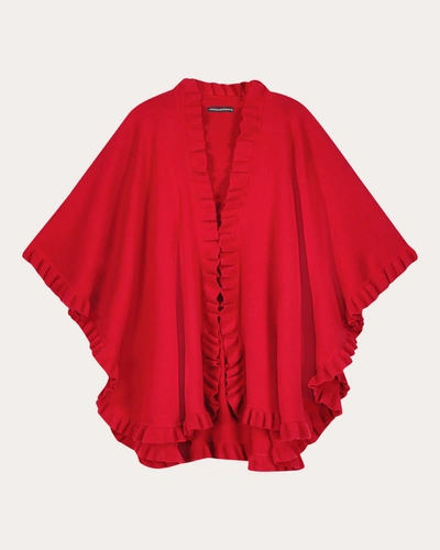 Sofia Cashmere Women's Volant Knit Cashmere Cape In Red