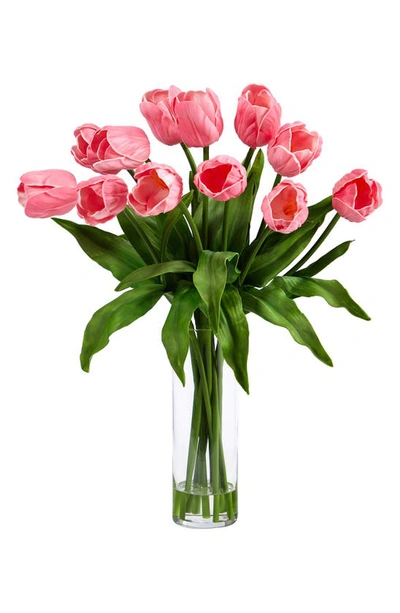 Nearly Natural 23" Tulip Artificial Plant In Pink
