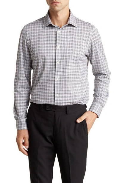 Bugatchi Ooohcotton® Grid Print Button-up Shirt In Platinum