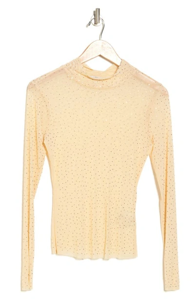 Afrm Zoe Rhinestone Long Sleeve Turtleneck Top In Soft Pine