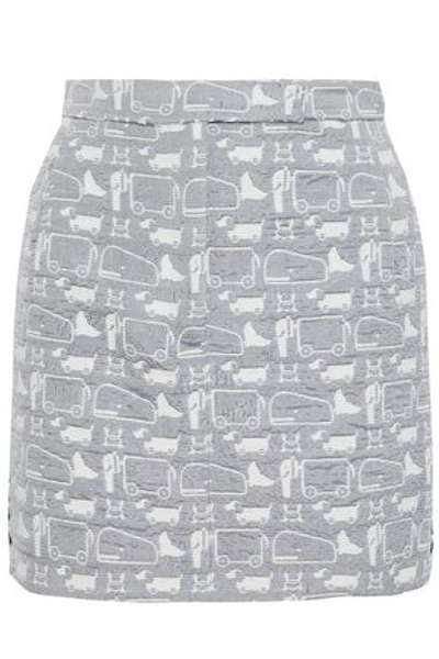 Thom Browne Woman Bouclé-jacquard Mini Skirt Gray