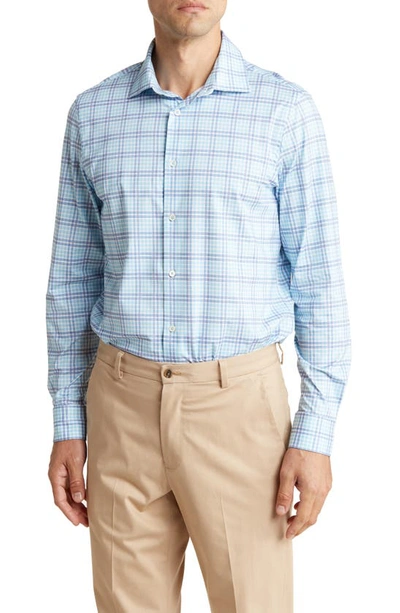 Bugatchi Plaid Stretch Cotton Button-up Shirt In Turquoise