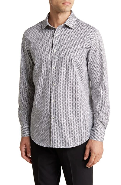 Bugatchi Ooohcotton® Geo Print Button-up Shirt In White