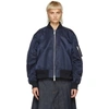 Sacai Navy Ma-1 Blouson Bomber Jacket In Grey