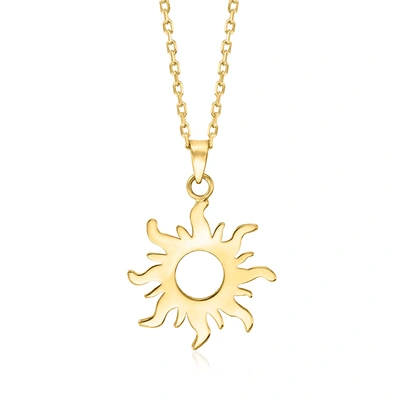 Rs Pure By Ross-simons 14kt Yellow Gold Sun Pendant Necklace