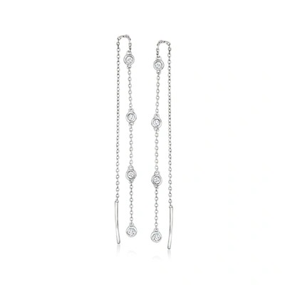 Ross-simons Diamond Station Threader Earrings In Sterling Silver In White
