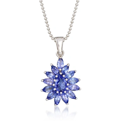 Ross-simons Tanzanite Cluster Pendant Necklace In Sterling Silver In Multi