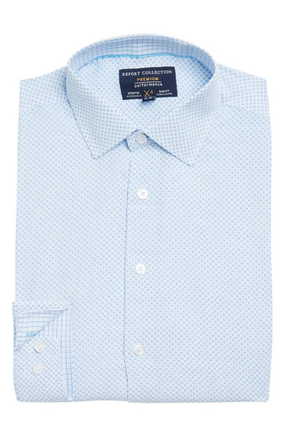 Report Collection Microfloral Slim Fit Dress Shirt In Blue