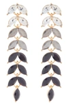 Cara Leaf Ombré Crystal Linear Drop Earrings In Jet