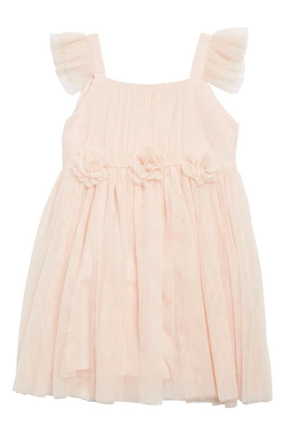 Popatu Kids' Tulle Flutter Sleeve Dress In Rose