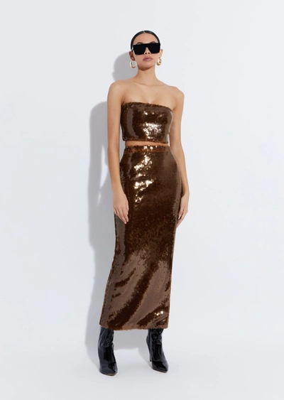 Lapointe Sequin Pencil Skirt In Brown