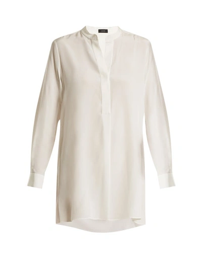 Joseph Lara Stand-collar Silk Crepe De Chine Shirt In Off White