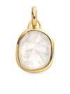 Monica Vinader Siren Medium Bezel Pendant Charm In Moonstone/ Yellow Gold