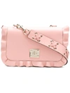 Red Valentino Rock Ruffles Blush Leather Shoulder Bag In Pink