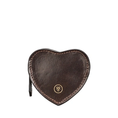 Maxwell Scott Bags Maxwell Scott Real Italian Leather Heart Coin Purse - Mirabella Brown