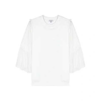 Clu White Mesh And Cotton Jersey Top