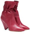 Isabel Marant Lileas Leather Ankle Boots In Burgundy