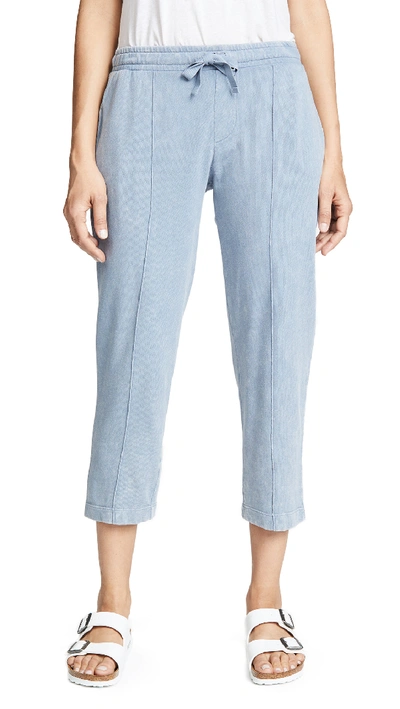 Atm Anthony Thomas Melillo Croma Wash Drawstring-waist Pull-on Cropped Cotton Pants In Blue