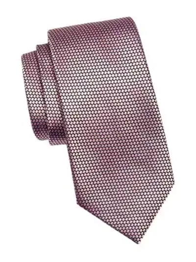 Ermenegildo Zegna Silk Diamond Pattern Tie In Pink