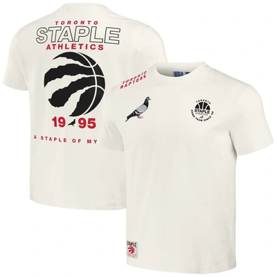 Staple Men's Nba X  White Distressed Toronto Raptors Home Team T-shirt