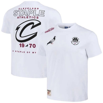 Staple Men's Nba X  White Distressed Cleveland Cavaliers Home Team T-shirt