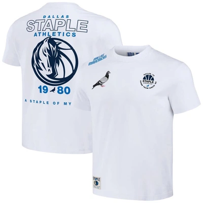 Staple Men's Nba X  White Distressed Dallas Mavericks Home Team T-shirt