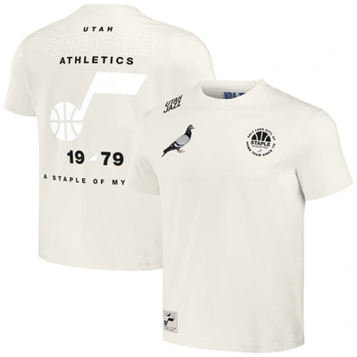 Staple Men's Nba X  White Distressed Utah Jazz Home Team T-shirt