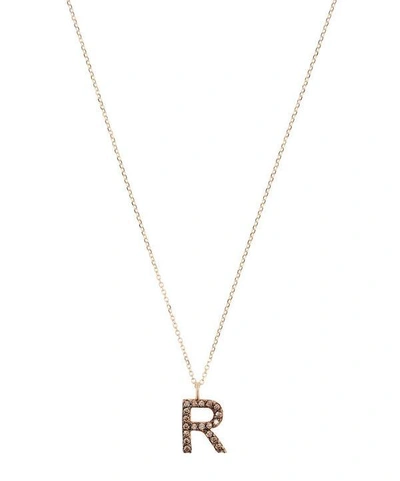 Kc Designs Yellow Gold Champagne Diamond Letter R Necklace