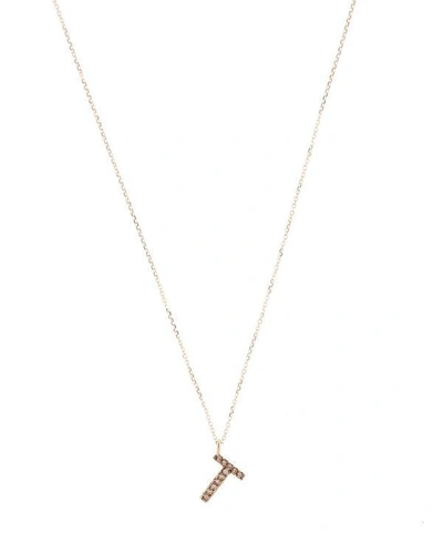 Kc Designs Yellow Gold Champagne Diamond Letter T Necklace