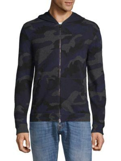 Valentino Camouflage Cashmere Hoodie In Camo Navy