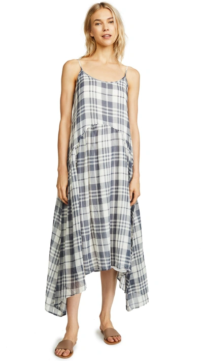 Birds Of Paradis Nightingale Dress In Slate Plaid