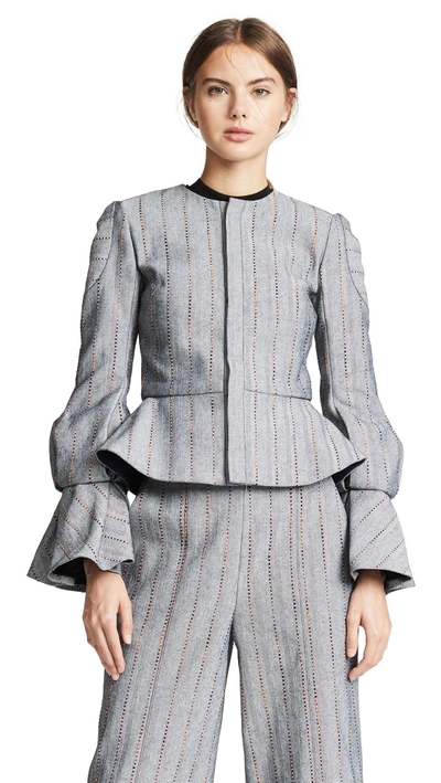 Julianna Bass Hilary Flare Sleeve Jacket In Grey Multi