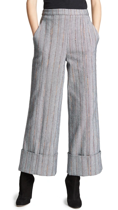 Julianna Bass Cropped Carolyn Trousers In Checked Denim
