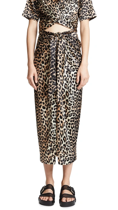 Ganni Calla Leopard Print Skirt ModeSens