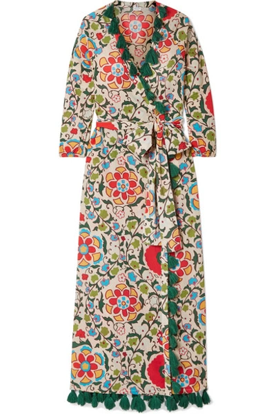 Rhode Lena Tasseled Printed Cotton-voile Maxi Dress In Multi