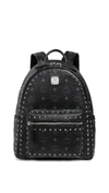 Mcm Stark Rucksack In Visetos Mit Nietenrand In Black