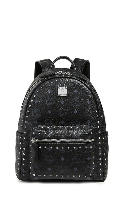 Mcm Stark Rucksack In Visetos Mit Nietenrand In Black